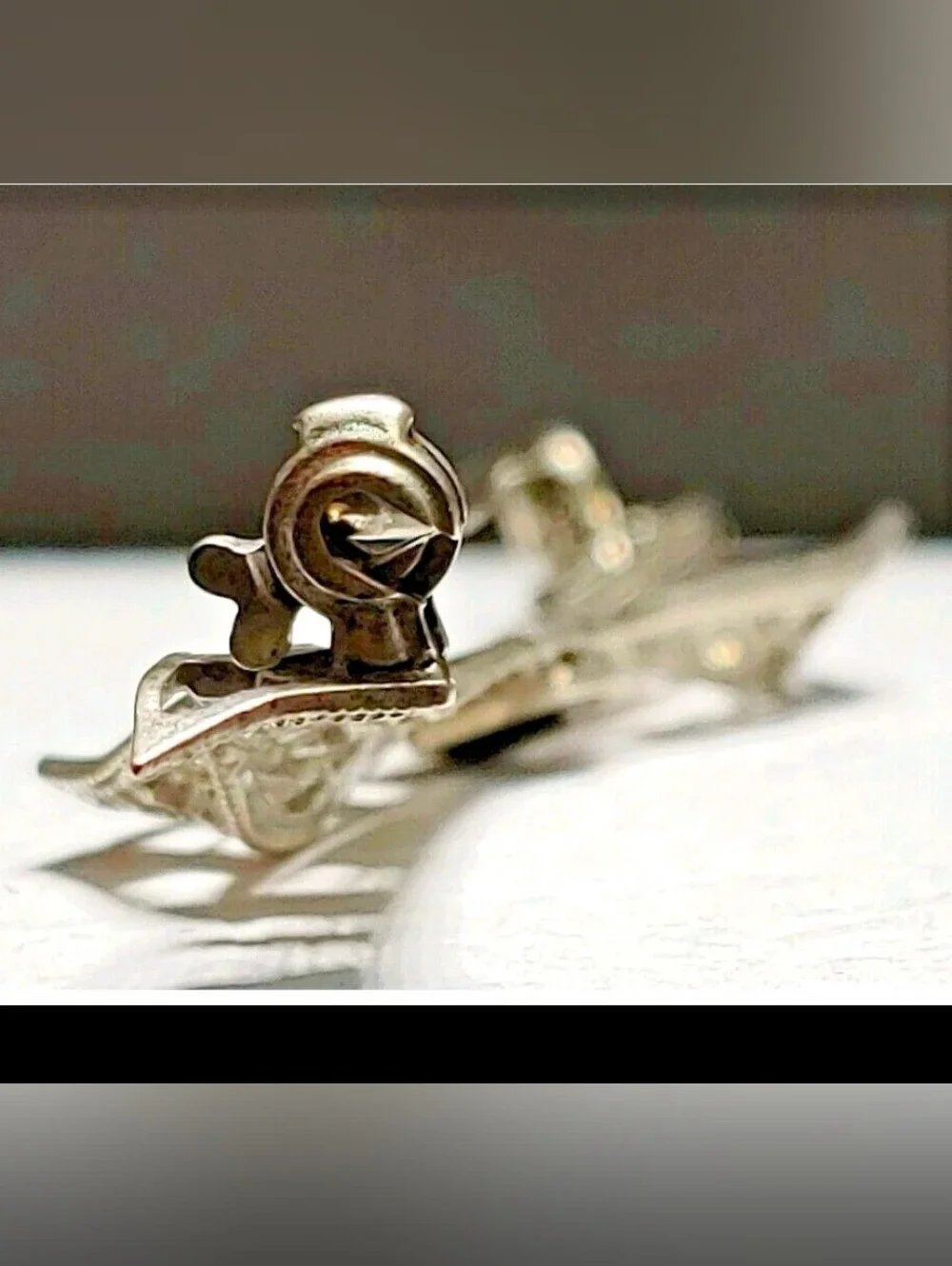 Vintage Sterling Silver 925 ART DECO Blue Rhinestone Bow Brooch /Pin hallmark
